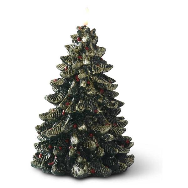 K&K Interiors Green Resin LED Christmas Tree w/ Ornament - image 