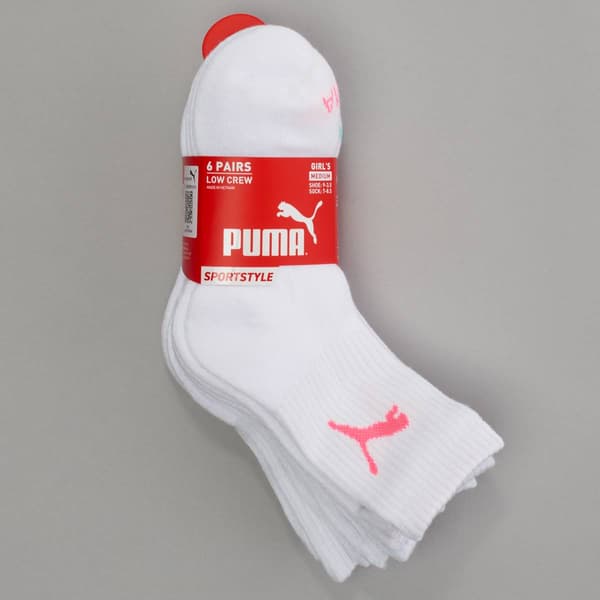 Girls Puma 6pk. 1/2 Terry Low Crew Sportstyle Socks - image 