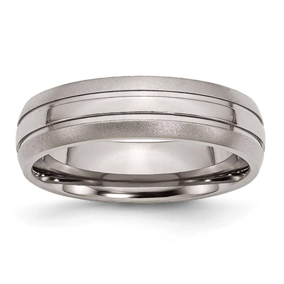 Mens Endless Affection™ 6mm Grooved Titanium Wedding Band