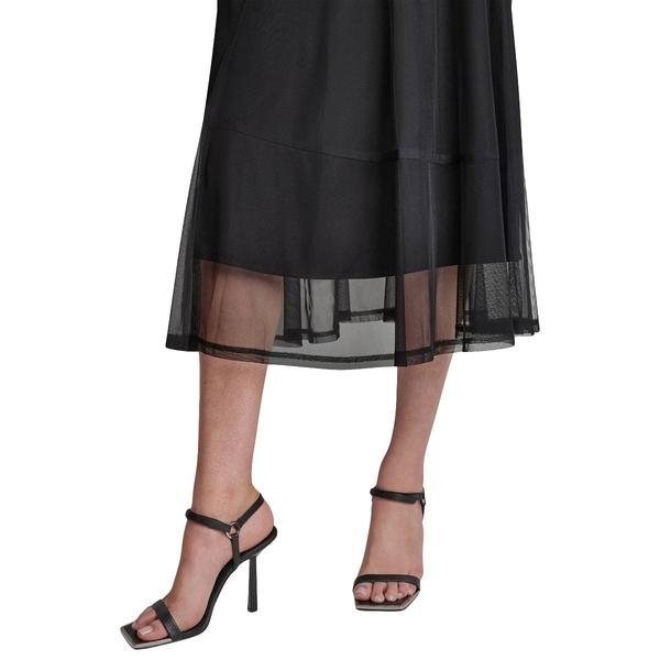 Womens DKNY Pull On Layered Mesh Midi Skirt