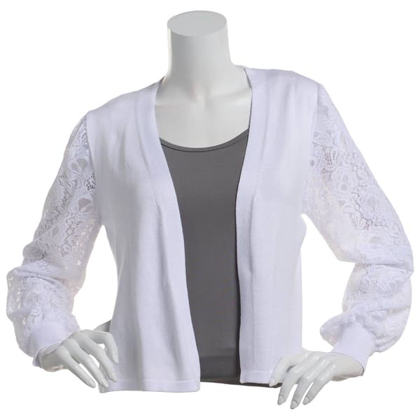 Womens Robbie Bee 3/4 Lace Sleeve Open Bolero Shrug