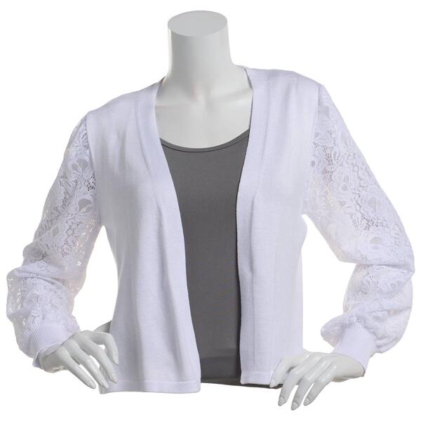 Womens Robbie Bee 3/4 Lace Sleeve Open Bolero Shrug - image 
