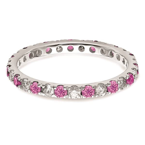 Pure Fire 14kt. White Gold Lab Created Pink Sapphire Band
