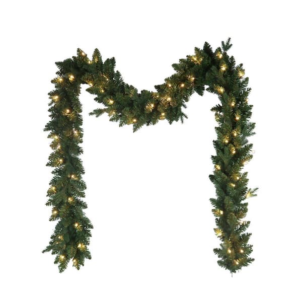 Kurt S. Adler 9ft. Pre-Lit Warm White LED Pine Garland - image 