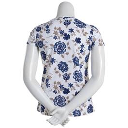 Plus Size Preswick & Moore Short Sleeve Spaced Floral Tee-PEACOAT