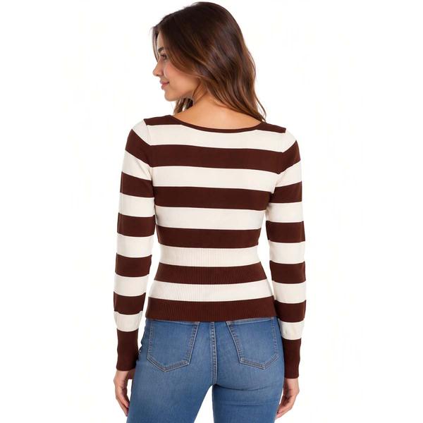 Juniors Madden Girl Boat Neck Stripe High Ribbed Sweater