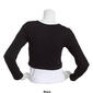 Juniors Poof! Long Sleeve Seamless Rib Shoulder Cut Out Crew Top - image 2