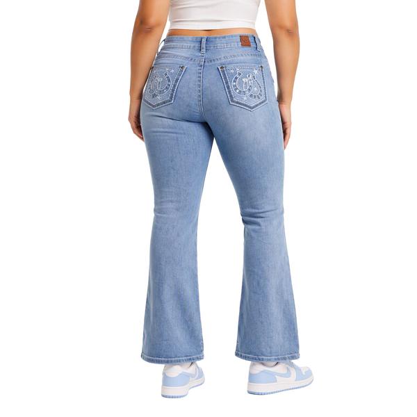 Juniors Gogo Rhinestone Horseshoe Back Pocket Bootcut Jeans