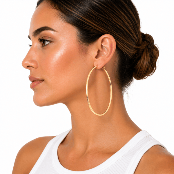 Saffron 80mm 18kt. Gold Polished Round Bottom Hoop Earrings