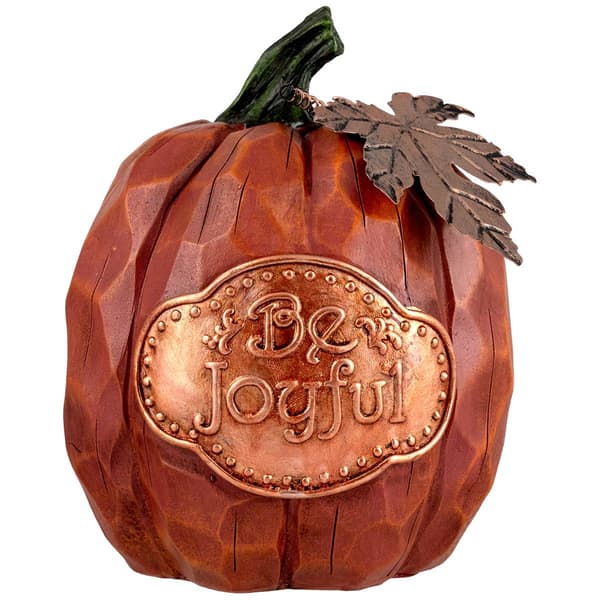 Northlight Seasonal Autumn Harvest "Be Joyful" Pumpkin Figurines