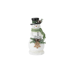 Melrose Holiday Snowman Figurine with Frosted Pine - Set of 3