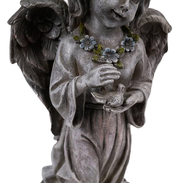 Hi-Line Gift Angel Child Holding Bird Garden Statue