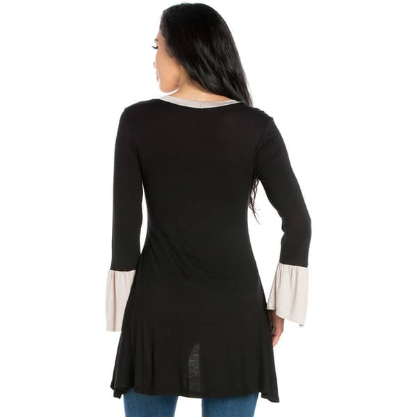 Womens 24/7 Comfort Apparel Bell Sleeve Hi Low Tunic