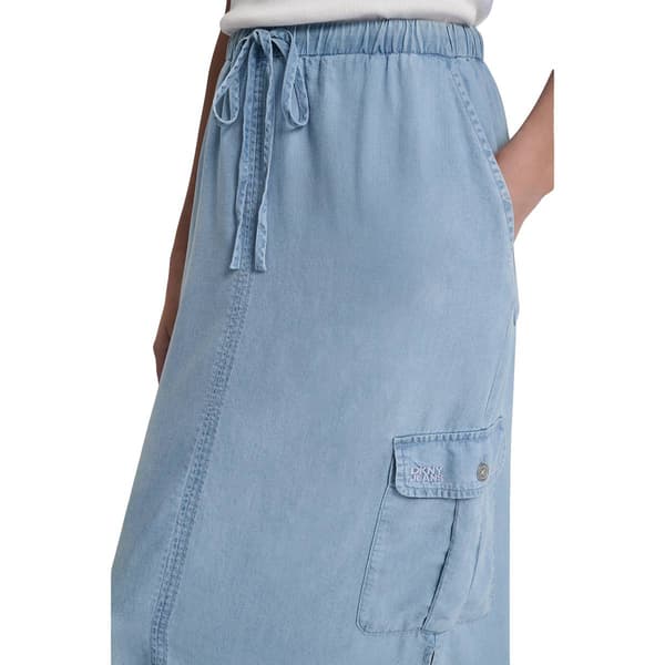 Womens DKNY Jeans Garment Dye Tie Waist Cargo Midi Skirt