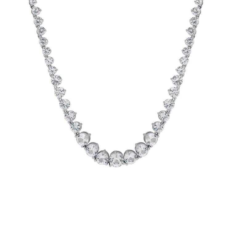 Gianni Argento Lab Grown White Sapphire Graduated Round Necklace