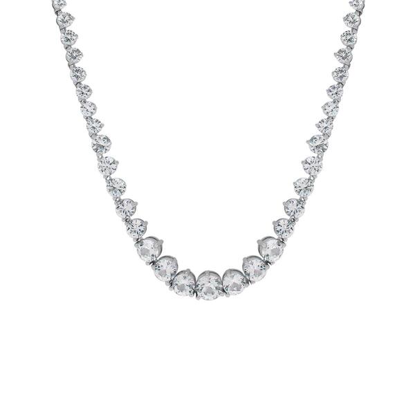 Gianni Argento Lab Grown White Sapphire Graduated Round Necklace - image 