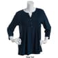 Womens Napa Valley 3/4 Sleeve Solid Pleat Knit Henley - image 3