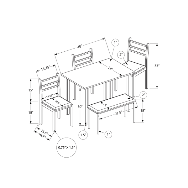 Monarch Specialties Contemporary 5pc. Dining Set