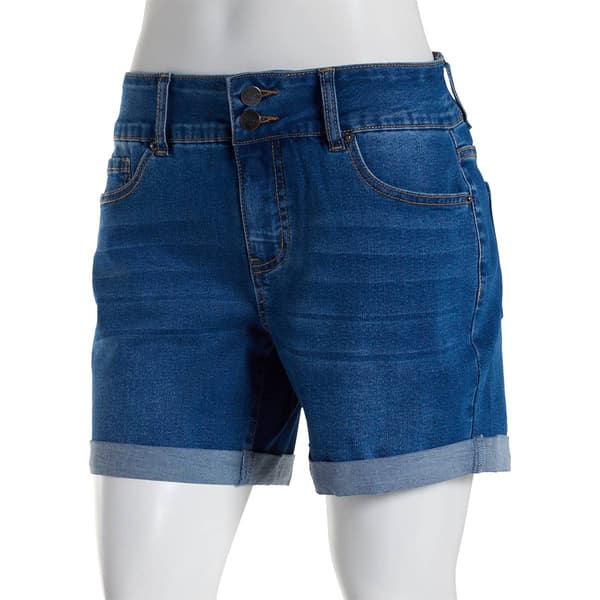 Womens Bleu by Rod Beattie Roll Cuff Double Button Denim Shorts - image 