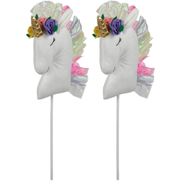 Northlight Plush Rainbow Unicorn Christmas Picks - Set of 2