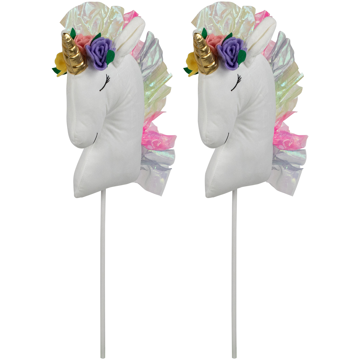 Northlight Plush Rainbow Unicorn Christmas Picks - Set of 2