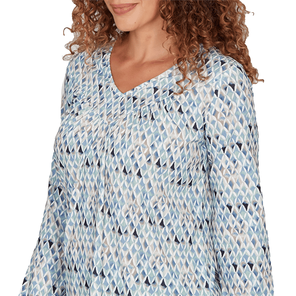Womens Emaline Seabreeze Essence Long Sleeve Diamond Blouse