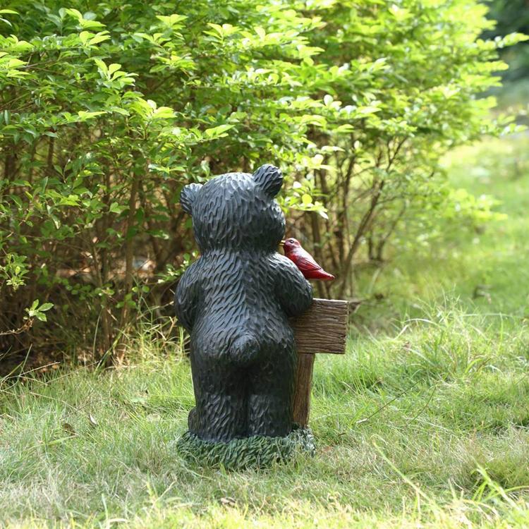 Hi-Line Gift Bear Holding Welcome Sign Garden Statue