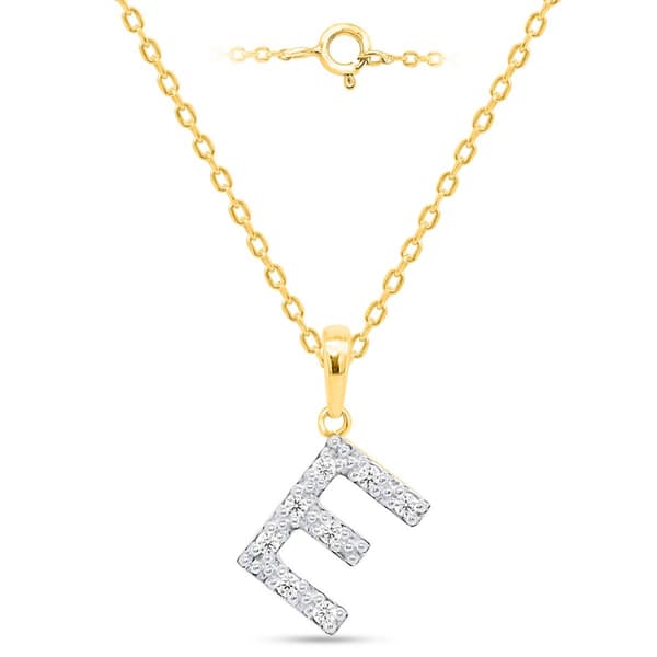 Nova Star(R) Gold Plated Lab Grown Diamond Initial E Pendant