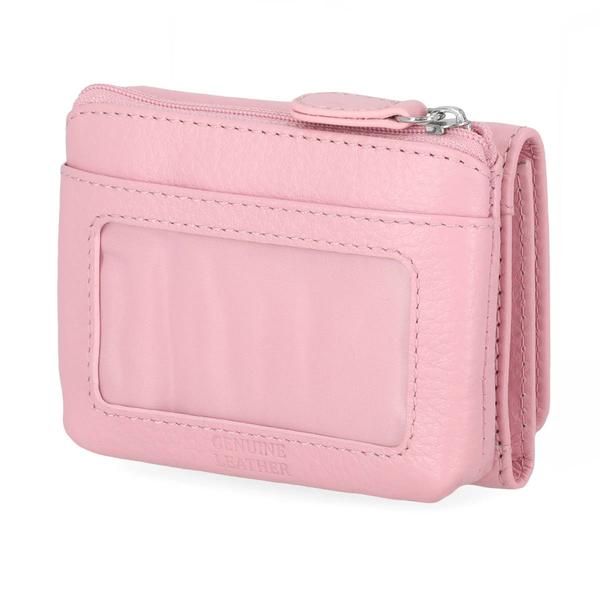 Womens Mundi Pink Shell Textured Leather Exterior Mini Wallet