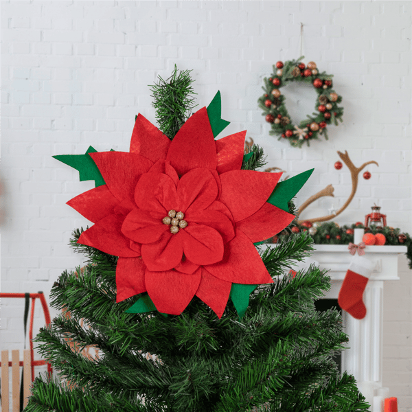 Northlight Red Poinsettia Tie-On Christmas Tree Topper