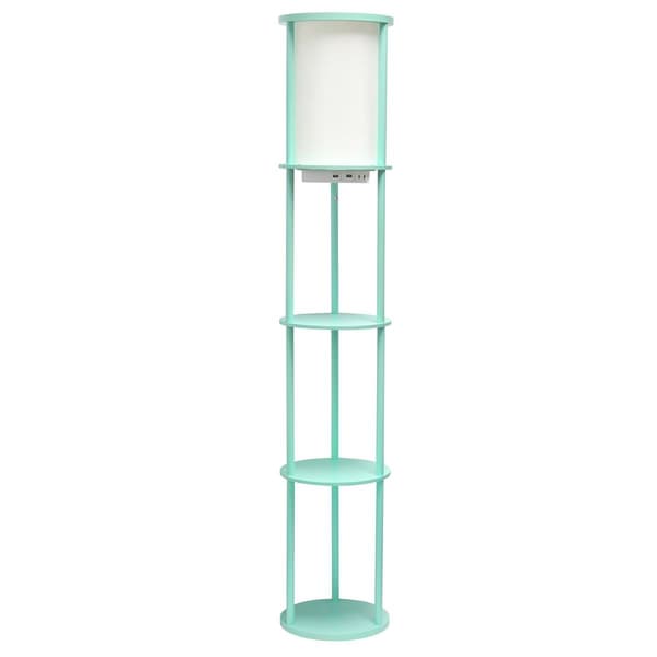 Simple Designs Round Modern Shelf USB Port Organizer Floor Lamp - image 
