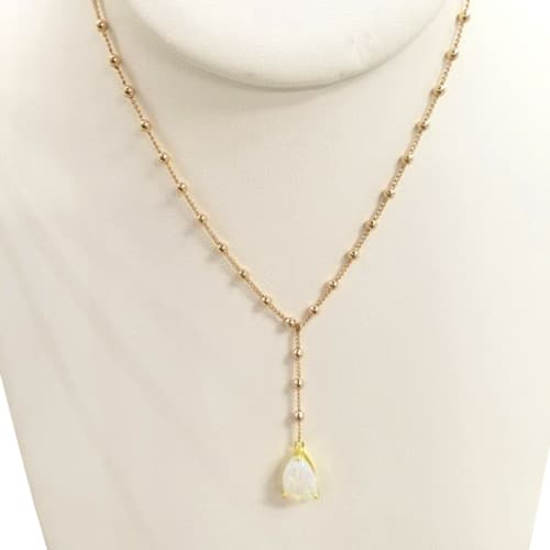 Gold Plated & Lab Opal Pear Shaped Y-Necklace