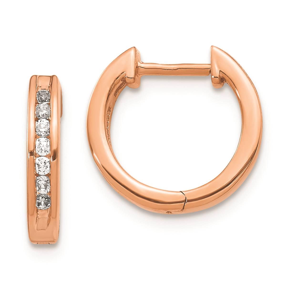 Pure Fire 14kt. Rose Gold 1/4ctw. Diamond Hinged Hoop...