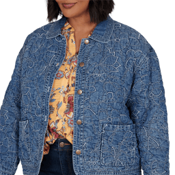 Plus Size Ruby Rd. Game of Luxe Quilted Floral Denim Jacket