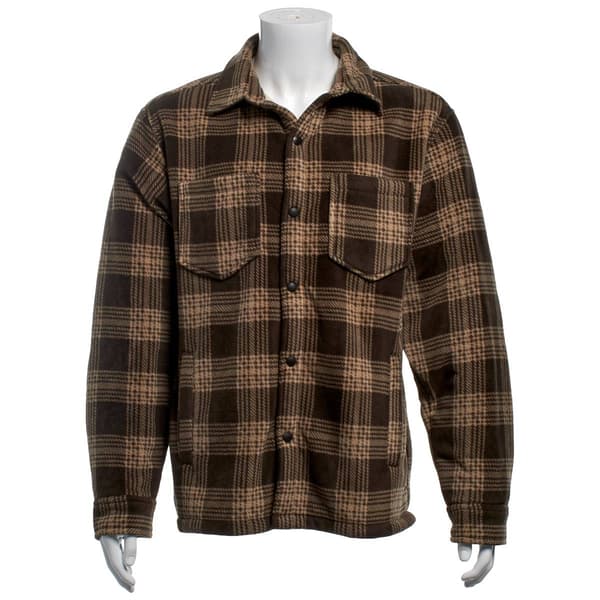 Young Mens Architect&#40;R&#41; Jean Co. Sherpa Plaid Fleece Jacket - Brown - image 