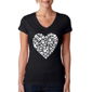 Womens LA Pop Art Heart Paw Prints Word Art V-Neck Tee - image 1
