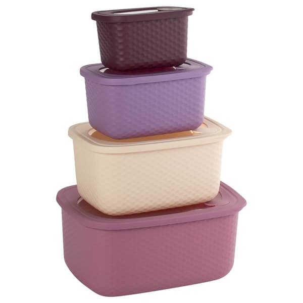 Gourmet Kitchen 4pc. Rectangular Honeycomb Bowl Set with Lids - image 