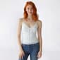 Juniors Pink Rose Stretch Floral Camisole with Lace Trim and Bow - image 1