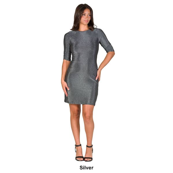 Womens 24/7 Comfort Apparel Shimmer Bodycon Mini Party Dress