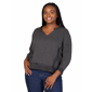 Plus Size 24/7 Comfort Apparel Ribbed Knit V-Neck Sweatshirt - image 2