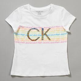 Girls &#40;7-16&#41; Calvin Klein Reversable Sequin Rainbow Logo Tee