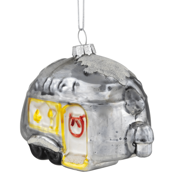 Northlight Silver Teardrop Camper Glass Christmas Ornament