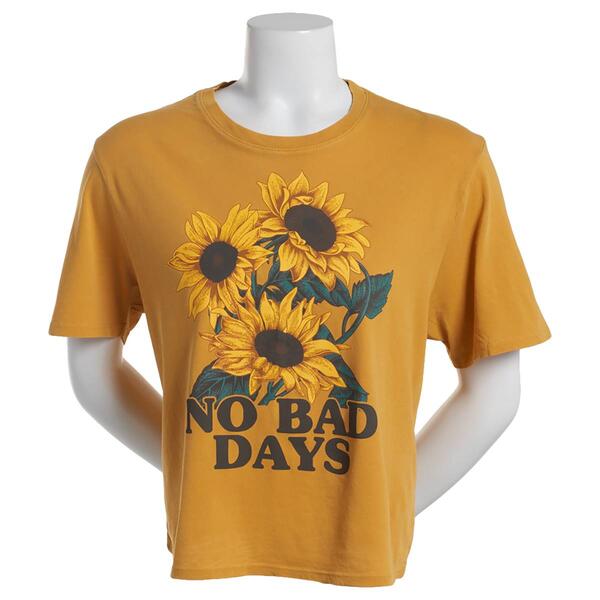 Juniors Hybrid Sunflower No Bad Days Crop Tee - image 