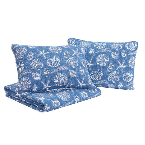 Home Retreat Mare Blue Soft Cotton 2pc. Quilt Set