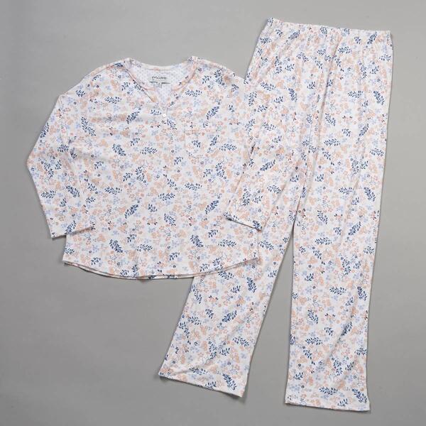 Womens Karen Neuburger Long Sleeve Floral Henley Long Leg Pj Set - image 