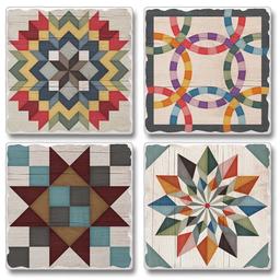 Thirstystone 4pk. Barn Quilt Sign Square Coaster Set