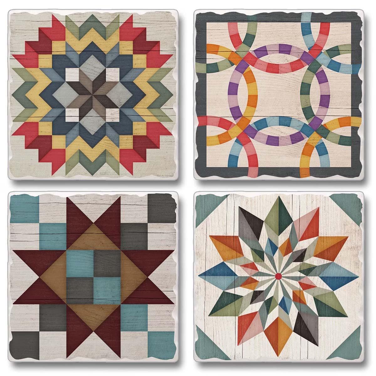 Thirstystone 4pk. Barn Quilt Sign Square Coaster Set