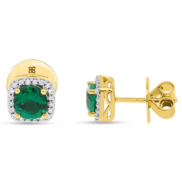 Gemstone Classics(tm) Created Emerald & Lab Grown Diamond Earrings - image 