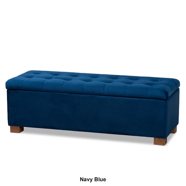 Baxton Studio Roanoke Grid Tufted Storage Ottoman Bench