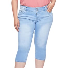 Plus Size Royalty Jeans 21in. Repreve 3 Button Basic Capri Pants